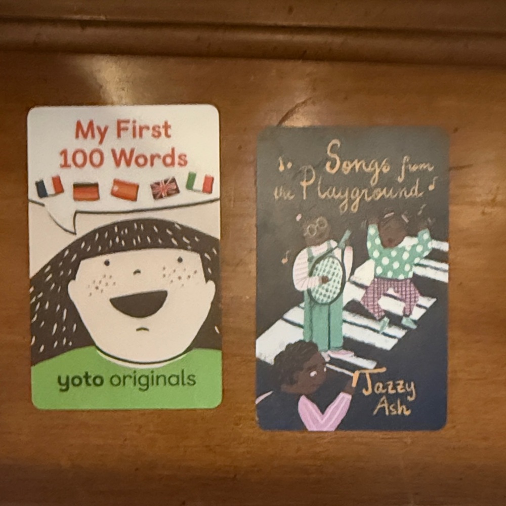 2 Yoto cards - My first 100 words and Songs from the Playground